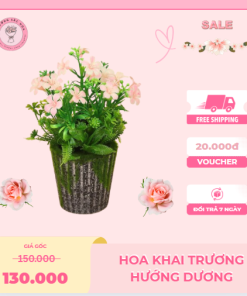 Chậu hoa giả để bàn - Bình hoa giả trang trí phòng khách, bàn học, bàn làm việc