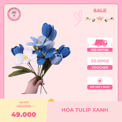 chart móc hoa tulip bằng len