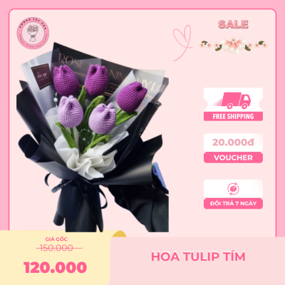 chart móc hoa tulip bằng len