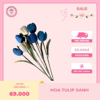 chart móc hoa tulip bằng len